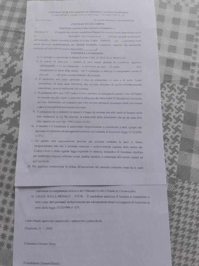 A Santy'S Roomsbagno Condiviso Sharedboth Room2Piano No Lift No Shuttle -No Pasti No Meal,- A Pagamento Air Condizextra Bed Air Condiz Extrabed For A Fee-3 Minuti Bus Xfieradiroma-10 Minutes Stop Bus To Rome In50 Minutes Trafficpermitting Are You To Fiumicino Eksteriør billede